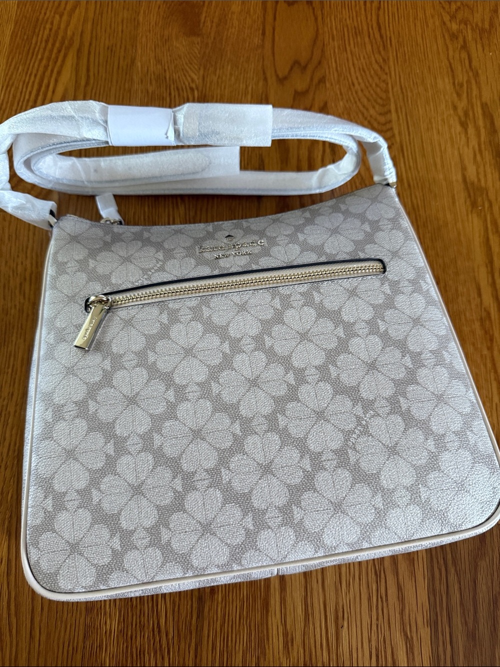 kate spade Light Gray Floral Pattern Crossbody Bag